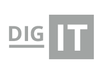 A black and white picture of the logo for digit.
